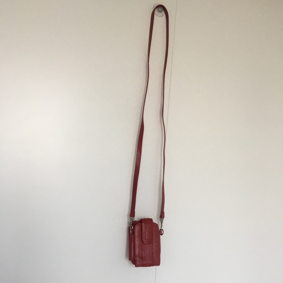 Danier Genuine Leather Red Mobile/Wallet Crossbody - Picture 7 of 15